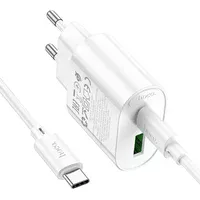 СЗУ Hoco C109A Fighter PD20W+QC3.0 (1USB-A/1C) + кабель Type-C to Type-C White