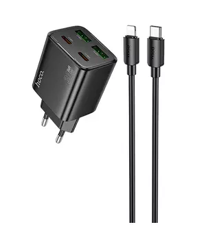 СЗУ Hoco N56 Fundador PD30W four-port (2C2A) + Type-C to Lightning Black