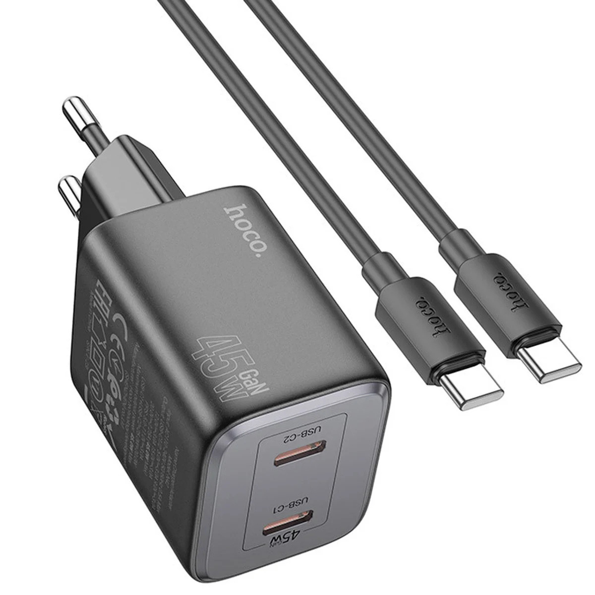 СЗУ Hoco N42 Elogiado 2C PD45W + Type to Type-C Black