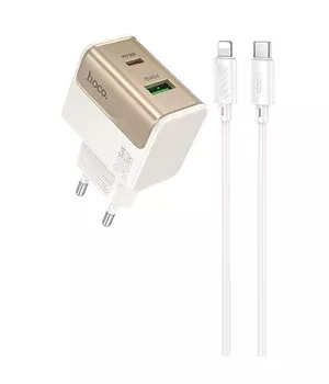 СЗУ Hoco CS73A Star Speed PD30W+QC3.0 (1USB-A/1C) + кабель Type-C to Lightning White