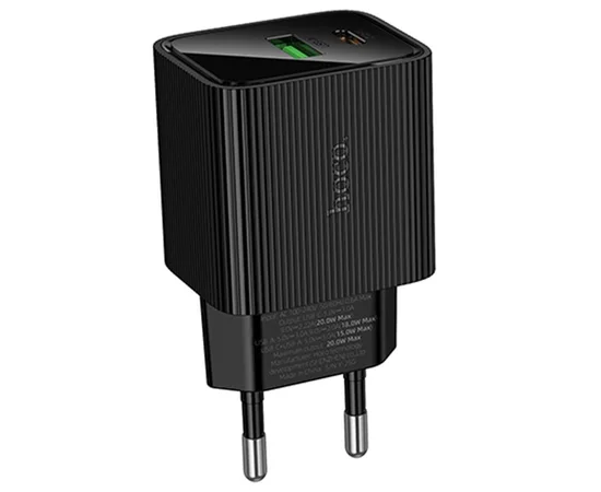 СЗУ Hoco CS83A Excellent with digital display PD20W+QC3.0 (1USB-A/1C) Black