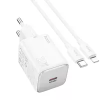 СЗУ Hoco N40 Mighty 1C PD20W + Type to Lightning White