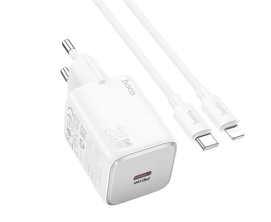 СЗУ Hoco N40 Mighty 1C PD20W + Type to Lightning White