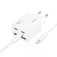 СЗУ Hoco N55 Fundador PD20W four-port (2USB-A/2C) + Type-C to Lightning White