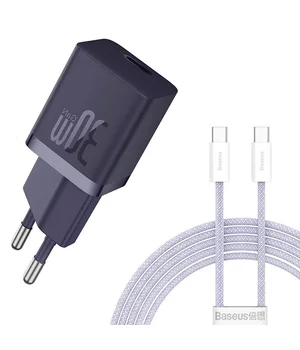 СЗУ Baseus GaN5 Fast Charger (mini) 30W (1USB-C) + кабель Type-C to Type-C (P10110902) Midnight Purple