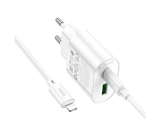 СЗУ Hoco C109A Fighter PD20W (1USB-C) + кабель Type-C to Lightning White