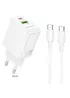 СЗУ Borofone BN27 Fuente PD20W+QC3.0 (1USB-A/1C) + кабель Type-C to Type-C White