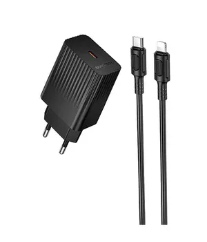 СЗУ Borofone BAS75A Source PD30W (1USB-C) + кабель Type-C to Lightning Black