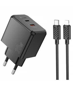 СЗУ Hoco CS16A Wish PD20W (1USB-C/1L) + кабель Type-C to Lightning Black