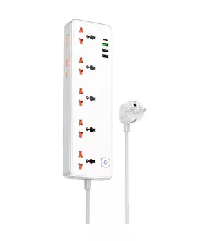 Подовжувач Hoco AC14A Rico PD30W (3USB-A/1C/5xSocket) (1.5m) White