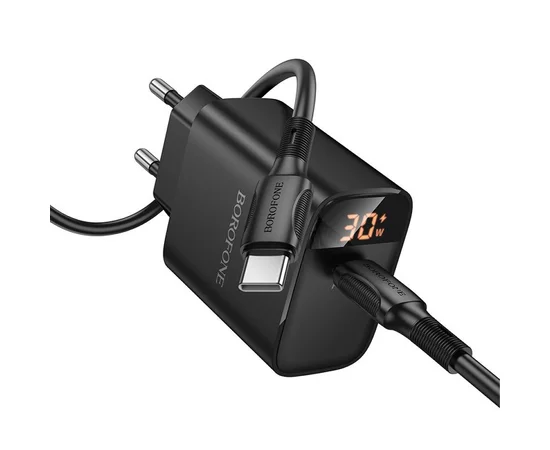 СЗУ Borofone BA97A PD30W (1USB-C) + кабель Type-C to Type-C Black