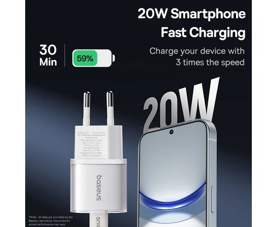 СЗУ Baseus GaN5S OS 1C 20W (P10162503) Moon White