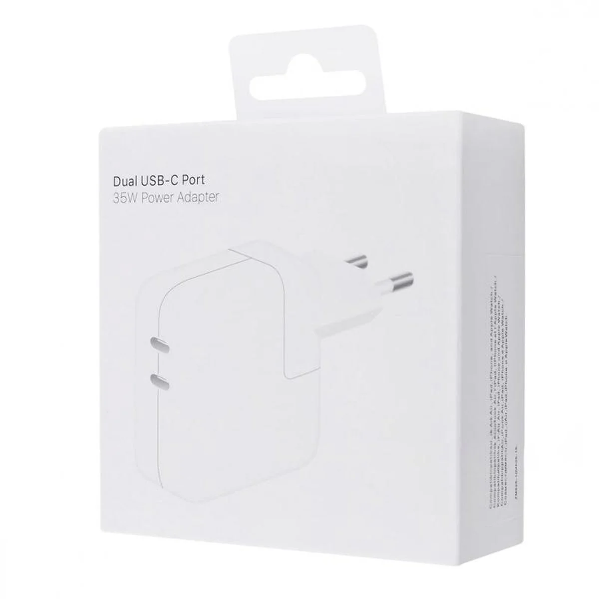 СЗУ 35W Dual Power Adapter for Apple (2USB-C) (AAA) (box) White
