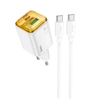 СЗУ Hoco N53 Monsoon PD30W+QC3.0 (1USB-A/1C) + Type-C to Type-C White