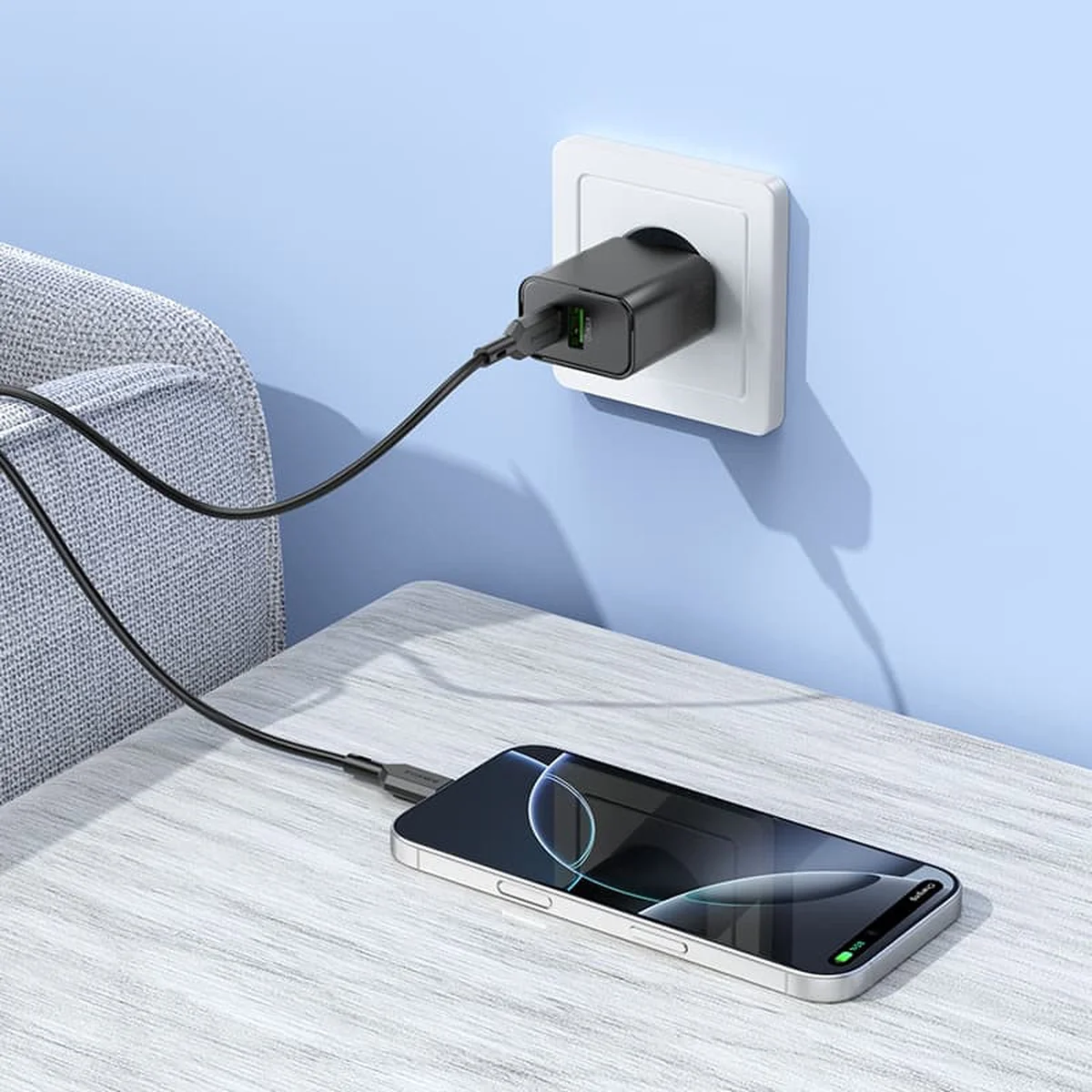 СЗУ Borofone BA88A Navy PD20W+QC3.0 (1USB-A/1C) Black