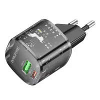 СЗУ Borofone BN17 Sunlight PD20W+QC3.0 (1USB-A/1C) + кабель Type-C to Type-C Transparent black