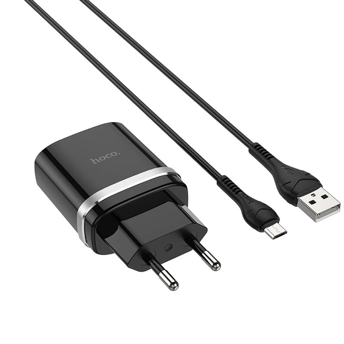 СЗУ Hoco C12Q Smart QC3.0 3A (1USB-A) + кабель USB to MicroUSB Чорний