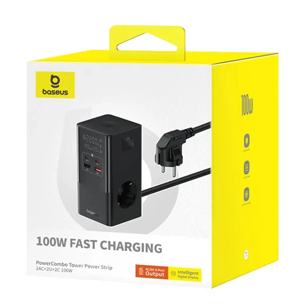 СЗУ Baseus PowerCombo PowerStrip 100W (2USB-A/2C/2Socket) (1.5m) (E00023609113-00) Cluster Black