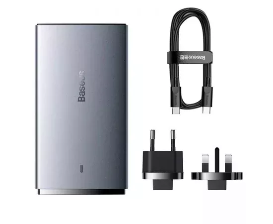 СЗУ Baseus GaN5 Pro Ultra-Slim 65W Type-C+USB + Type-C to Type-C 100W (1m) (CCGP15011) Gray