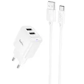 СЗУ Hoco C141A Smart 2.1A (2USB-A) + кабель USB to Type-C White