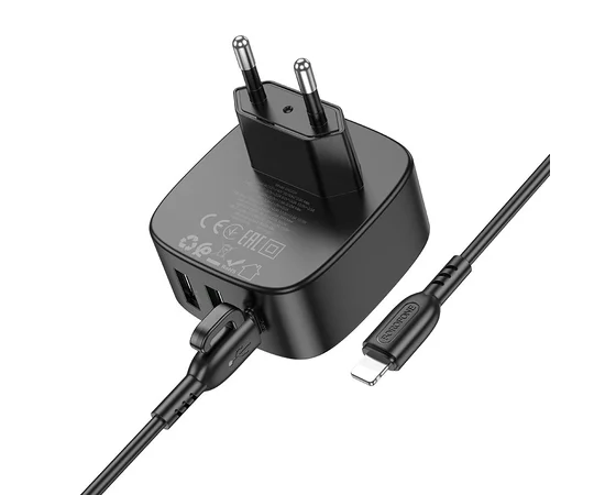 СЗУ Borofone BAS23A Lucky PD30W (1C2A) + Type-C to Lightning Black