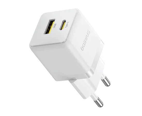 СЗУ Baseus Palm Fast Charger 30W (1USB-A/1C) + кабель Type-C to Type-C (P1011160A) Moon White