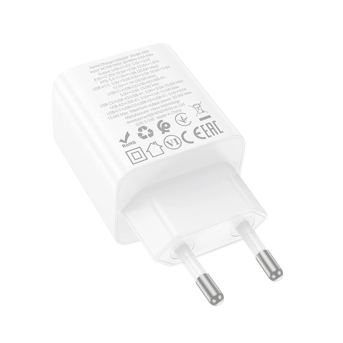СЗУ Hoco N55 Fundador PD20W four-port (2USB-A/2C) White