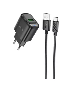 СЗУ Hoco C140A Smart QC3.0 (1USB/3A) + Type-C Black