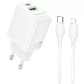 СЗУ Borofone BN29 Fuente PD30W+QC3.0 (1USB-A/1C) + кабель Type-C to Lightning White