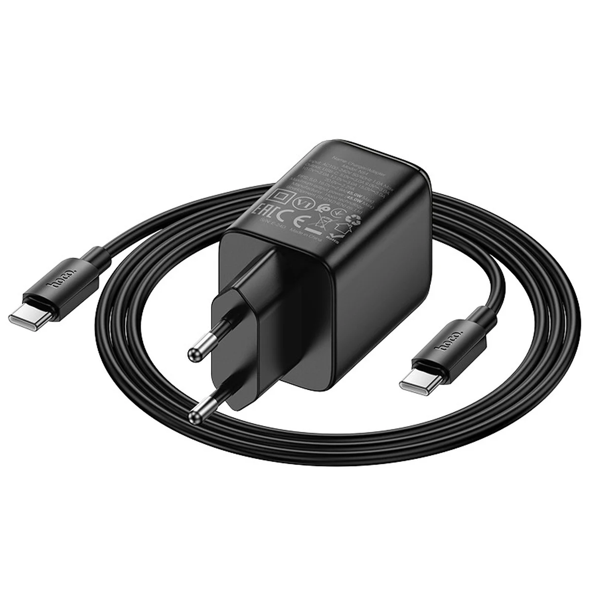 СЗУ Hoco N54 Monsoon PD45W (1USB-C) + Type-C to Type-C Black