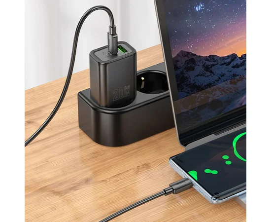 СЗУ Hoco N61 Gentle PD20W+QC3.0 (1USB-A/1C) Black