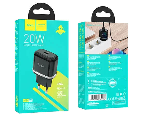 СЗУ Hoco N24 Victorius PD20W (1USB-C) Black
