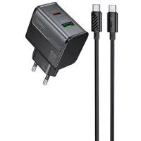 СЗУ Hoco CS73A Star Speed PD30W+QC3.0 (1USB-A/1C) + кабель Type-C to Type-C Midnight Black