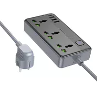 Удлинитель Borofone BAC2A (3USB-A/1C/3xSocket) (1.5m) Black