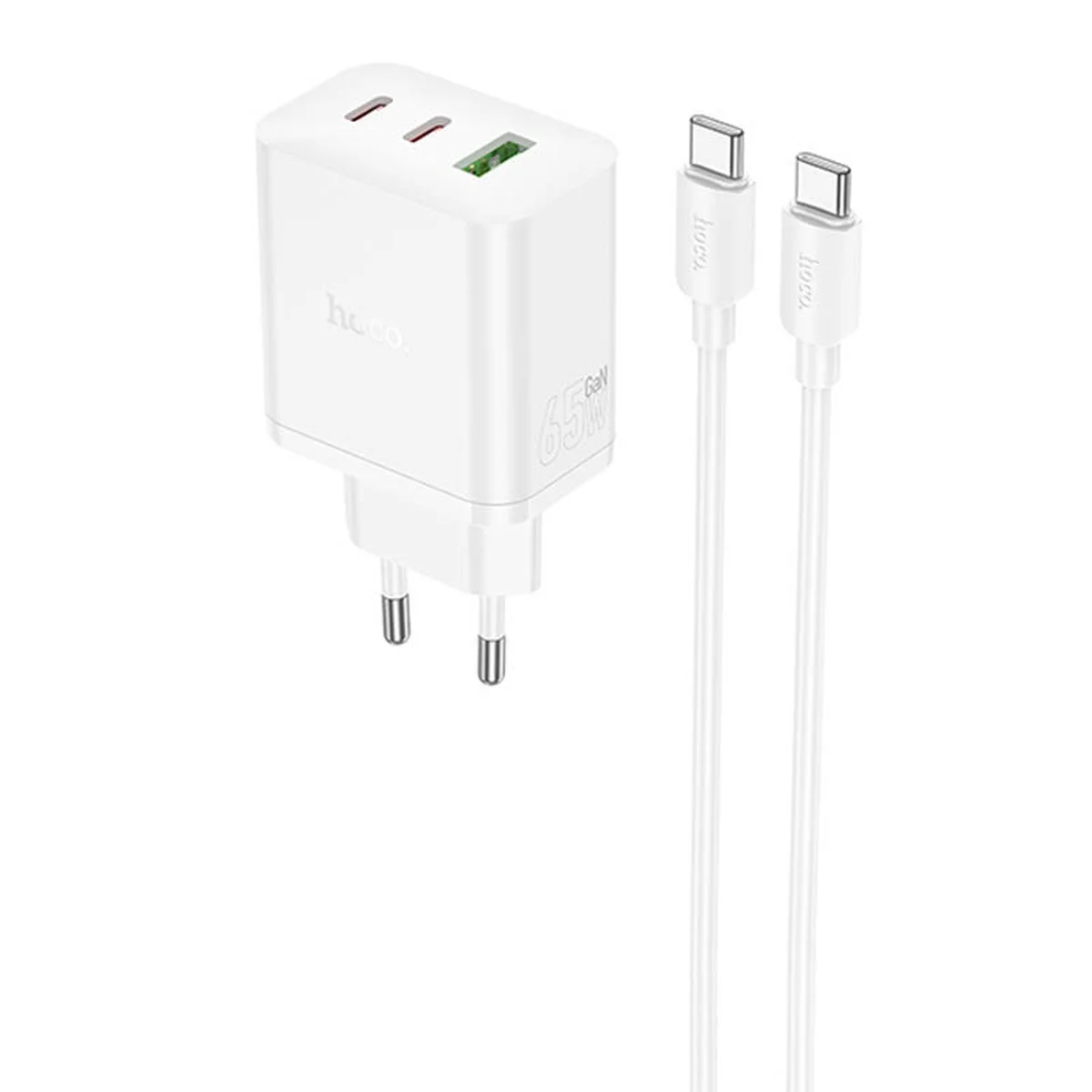 СЗУ Hoco N51 Scenery PD65W (1USB-A/2C) + кабель Type-C to Type-C White