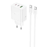 СЗУ Hoco N51 Scenery PD65W (1USB-A/2C) + кабель Type-C to Type-C White