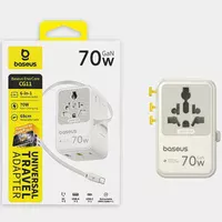 Мережевий універсальний перехідник Baseus CG11 70W with retractable cable (2USB-A/3C/1Socket) (E0307E) Off-White