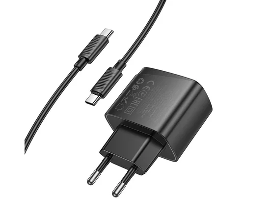 СЗУ Hoco CS61A Bright PD30W+QC3.0 (1USB-A/1C) + кабель Type-C to Type-C Black
