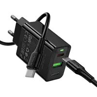 СЗУ Hoco CS95A Leader PD30W+QC3.0 (1USB-A/1C) + кабель Type-C to Type-C Black