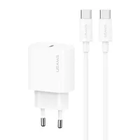 СЗУ Usams US-CC226 Kit-Yi Ser. 20W (1USB-C) + кабель Type-C to Type-C White