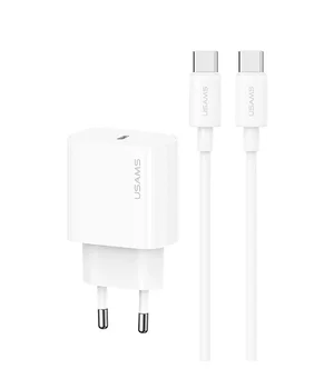 СЗУ Usams US-CC226 Kit-Yi Ser. 20W (1USB-C) + кабель Type-C to Type-C White