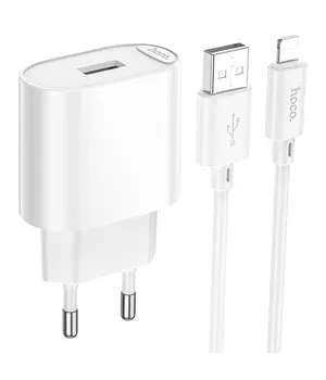 СЗУ Hoco C109A Fighter 10.5W (1USB-A) + кабель USB to Lightning White