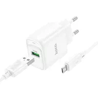 СЗУ Hoco C140A Smart QC3.0 18W (1USB-A) + кабель USB to MicroUSB White