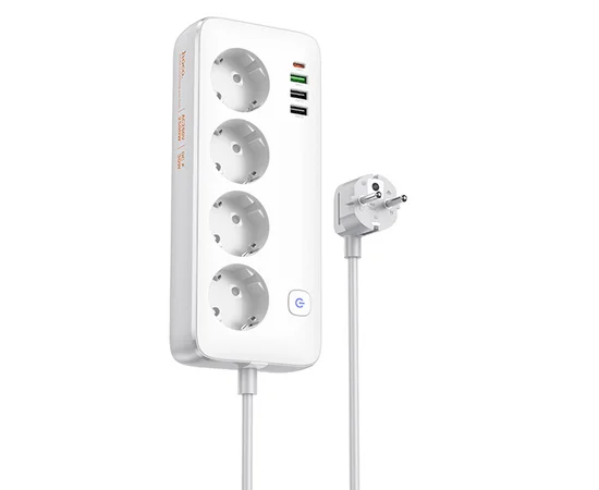 Удлинитель Hoco AC22 Sunlight (PD30W/1C/3A/4xSocket) (1.5m) White