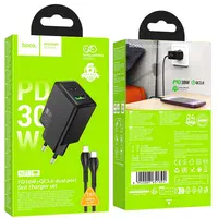 СЗУ Hoco N71 Nuevo PD30W+QC3.0 (1USB-A/1C) + кабель Type-C to Lightning Black