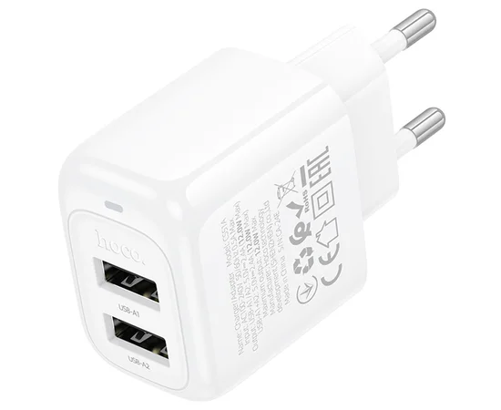 СЗУ Hoco CS51A Surplus (2USB-A) White