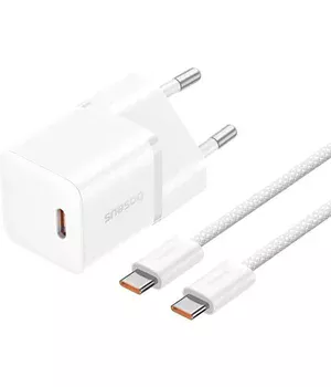 СЗУ Baseus GaN5 Fast Charger (mini) 1C 20W + Type-C to Type-C (P10110900113) Moon White
