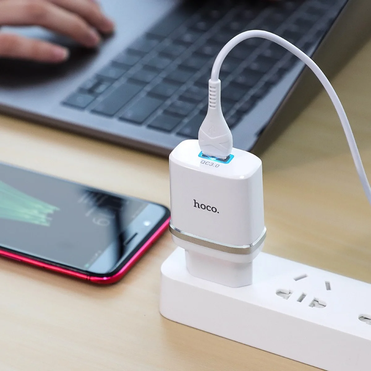 СЗУ Hoco C12Q Smart QC3.0 3A (1USB-A) + кабель USB to MicroUSB Білий
