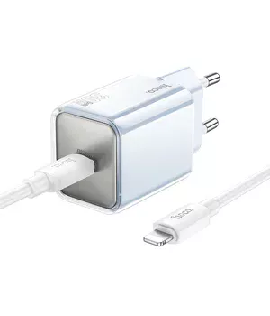 СЗУ Hoco N47 Glorious PD30W (1USB-C) + кабель Type-C to Lightning Blue