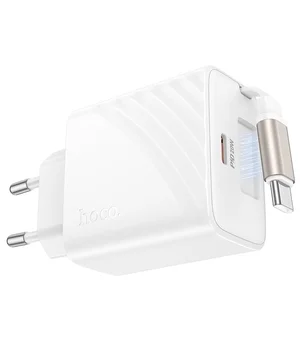 СЗУ Hoco N57 Full PD20W with retractable cable Type-C (2USB-C) White